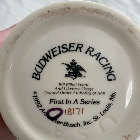 Vintage 1992 Budweiser Racing Series Stein. Bill Elliot x Junior Johnson - Picture 3 of 5